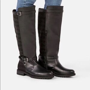 NWOT Zenith Patterned Grey Black High Riding Boot Womens Size 6